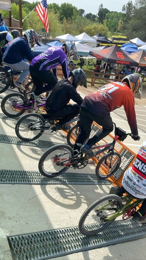 Bikers getting ready to race