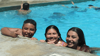 Kids by a pool