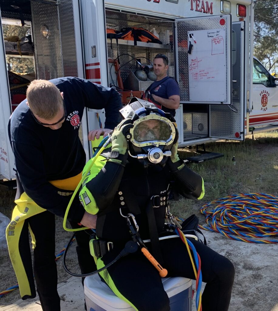 Person getting ready for diving