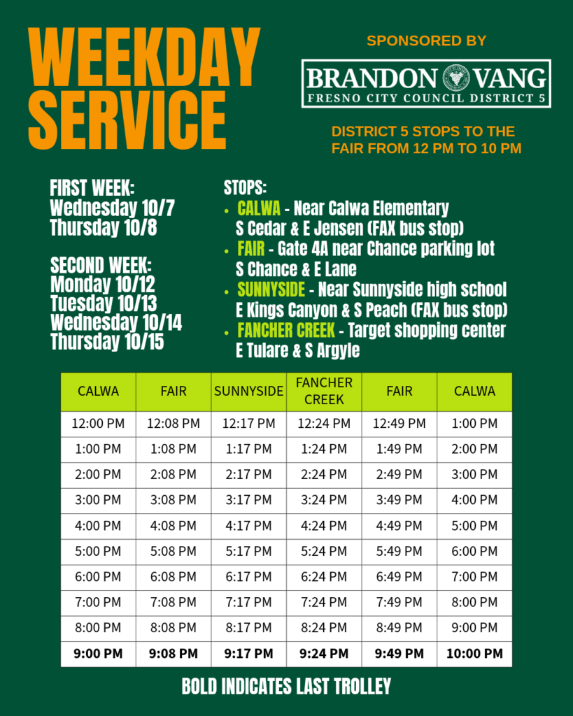 Fresno Fair Weekday Service